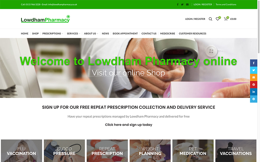 Lowdham Pharmacy Website